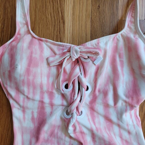 Michael Kors Pink and White One Piece Swimsuit, Size 10 - Picture 3 of 6